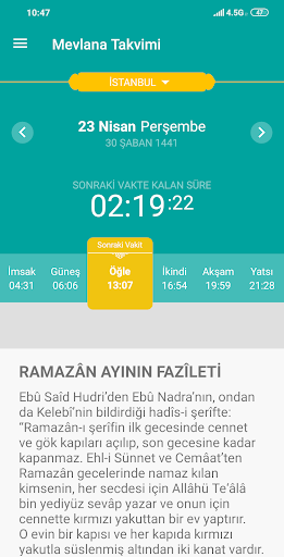Namaz Vakti - Mevlana Takvimi ekran görüntüsü