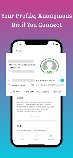 Hire22 Anonymous AI Job search ekran görüntüsü