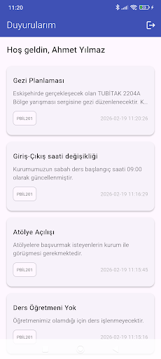 Bilsem Duyuru Sistemi ekran görüntüsü
