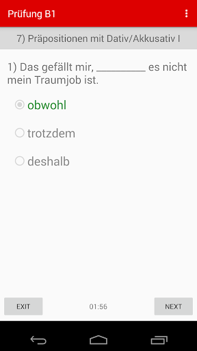 Almanca öğren  B1 testi ekran görüntüsü