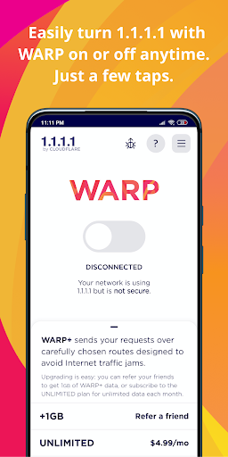 1.1.1.1 + WARP: Safer Internet ekran görüntüsü