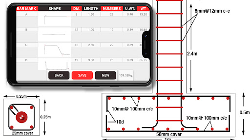 Bar bending schedule rebar bbs ekran görüntüsü