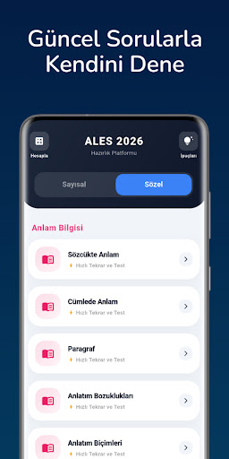 ALES Sınav Soruları 2026 ekran görüntüsü