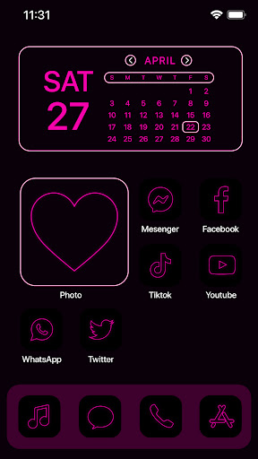 Wow Pink Neon Theme, Icon Pack ekran görüntüsü
