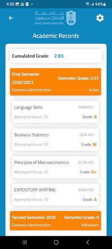 KSU Students e-Services ekran görüntüsü