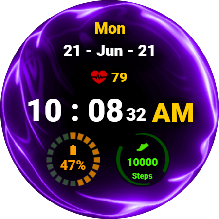 Fluid Purple Watch Face ekran görüntüsü