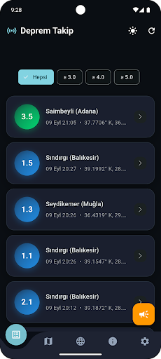Deprem Takip ekran görüntüsü