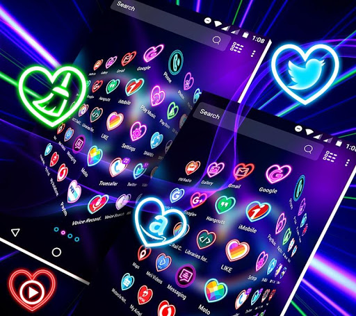 Neon Heart Launcher Theme ekran görüntüsü