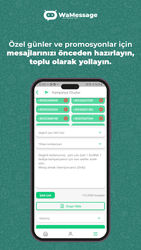 WaMessage Bulk WP Toplu Mesaj ekran görüntüsü
