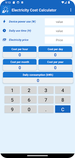 Electricity Cost Calculator ekran görüntüsü
