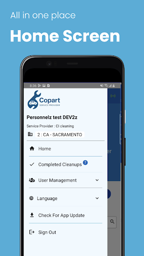 Copart Service Provider ekran görüntüsü