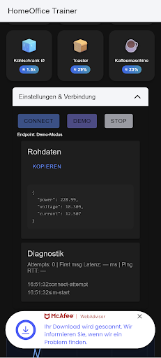 Homeoffice Trainer Statistik ekran görüntüsü
