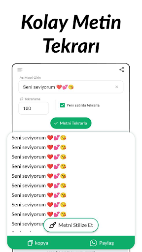Metni Tekrarla ekran görüntüsü