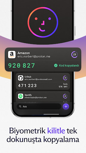 Proton Authenticator ekran görüntüsü