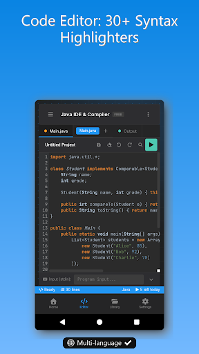 Java IDE & Compiler ekran görüntüsü