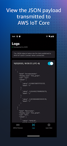 AWS IoT Sensors ekran görüntüsü