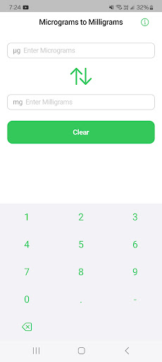 Micrograms to Milligrams ekran görüntüsü