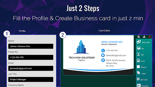 Business Card Maker, Visiting ekran görüntüsü