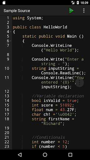 C# Programming Compiler ekran görüntüsü
