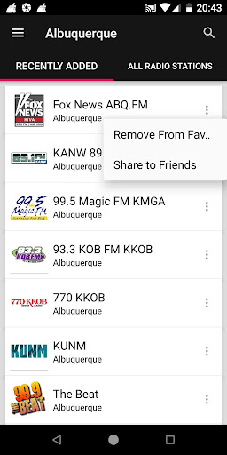 Albuquerque Radio Stations ekran görüntüsü