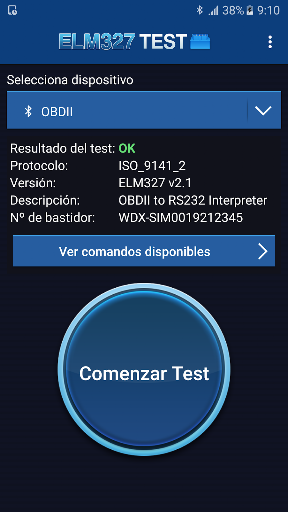 ELM327 Test ekran görüntüsü