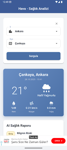 Anlık Hava - Sağlık Analizi ekran görüntüsü