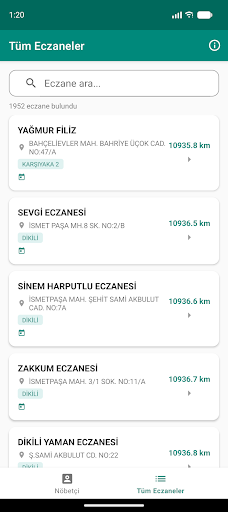 İzmir Nöbetçi ve Yakın Eczane ekran görüntüsü