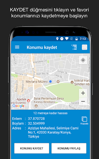 GPS konumunu kaydet ekran görüntüsü