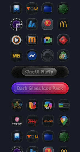 OneUI Fluffy Dark Glass Icons ekran görüntüsü