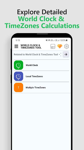 World Clock & TimeZones Tool ekran görüntüsü