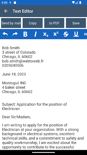 Cover letter generator ekran görüntüsü