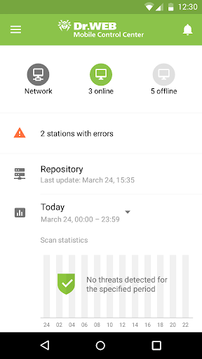 Dr.Web Mobile Control Center ekran görüntüsü