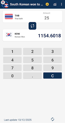 South Korean won to Thai baht ekran görüntüsü