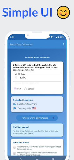 Snow Day Calculator ekran görüntüsü