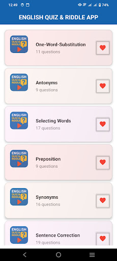 English Quiz & Riddle App ekran görüntüsü