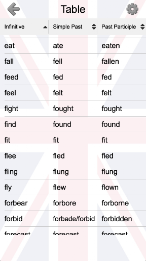 Irregular Verbs of English ekran görüntüsü