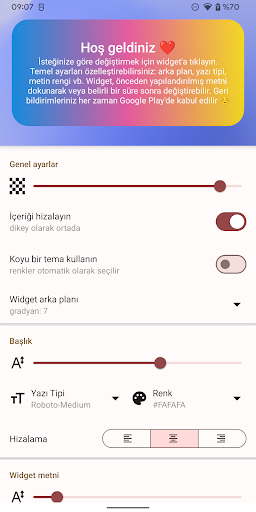 Yapışkan Notlar metin widget'ı ekran görüntüsü