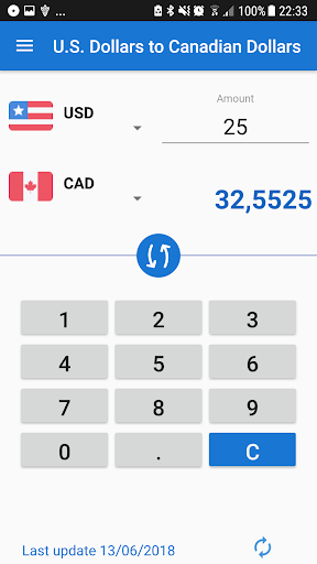 US Dollar to Canadian Dollar ekran görüntüsü