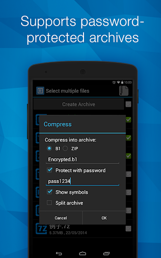 B1 Archiver zip rar unzip ekran görüntüsü