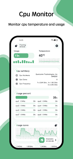 CPU Monitor - temperature ekran görüntüsü