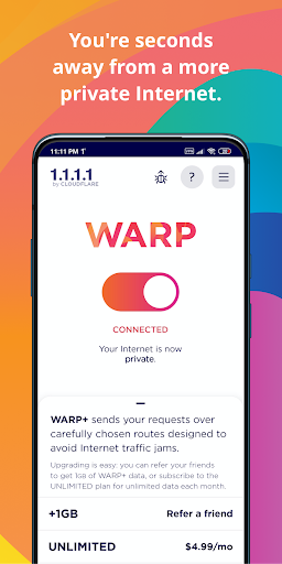 1.1.1.1 + WARP: Safer Internet ekran görüntüsü