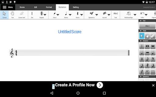 Crescendo Music Notation ekran görüntüsü