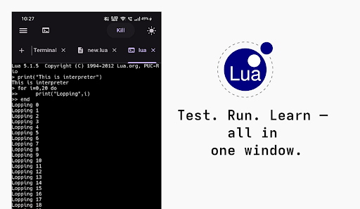 Lua ide & interpreter offline ekran görüntüsü