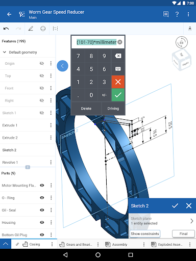 Onshape 3D CAD ekran görüntüsü