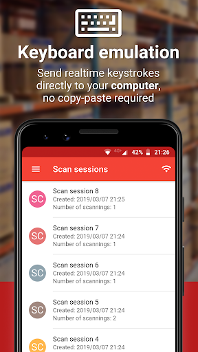 Barcode to PC: Wi-Fi scanner ekran görüntüsü
