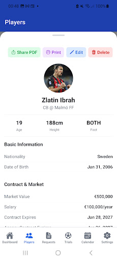 ScoutHub for football agents ekran görüntüsü