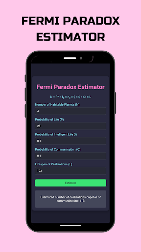 Fermi Paradox Estimator ekran görüntüsü