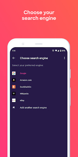 Firefox Focus tarayıcısı ekran görüntüsü