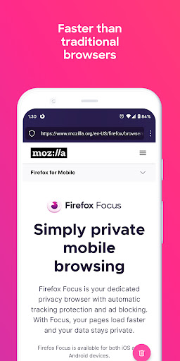 Firefox Focus tarayıcısı ekran görüntüsü