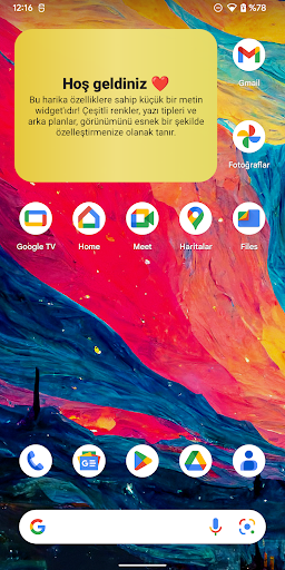 Yapışkan Notlar metin widget'ı ekran görüntüsü